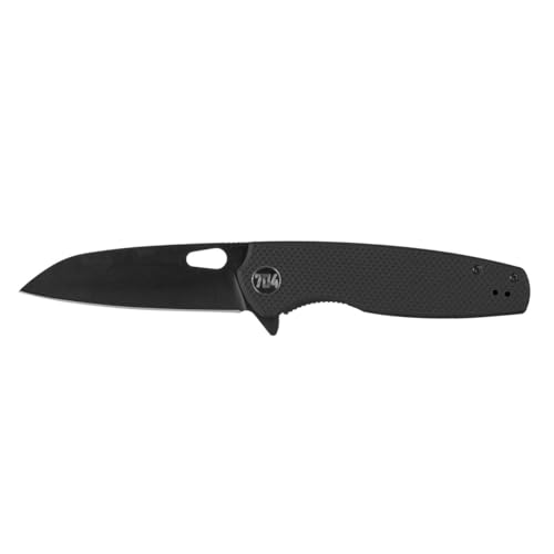 704 Gear Wildcat EDC Folding Pocket Knife | Full Size D2 Wharncliffe Blade with Thumbhole Cutout | Black