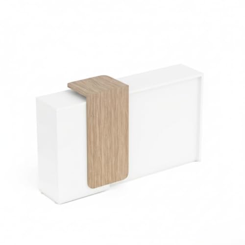 Image of TEKAVO Frontline Reception Table for Office, Shop, Clinic, Showroom | Front Desk for Office | White & Brown Wood | 180 x 40 x 114 CM | DIY