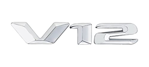 Image of 1Pc V12 Emblem 3D Badge Fender Trunk Tailgate Exterior Decal Sticker Replacement for V12 Engine Auto Car (Silver)