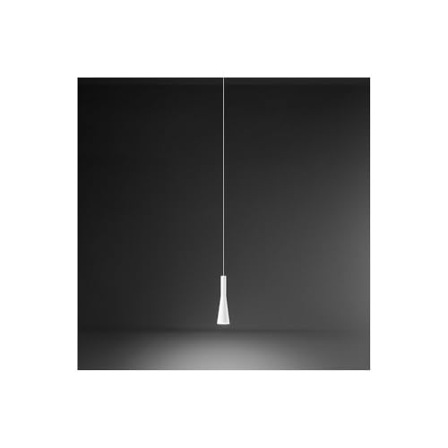 Suspension LED blanche CONE 7W au-dessus d'une table à manger ou dans un salon moderne