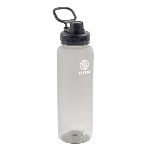 Takeya Tritan Sport Water Bottle with Spout Lid - BPA-Free & Dishwasher-Safe Water Bottle - Reusable Bottle with Lid Handle - Simple Leak-Proof Water Bottle - 40 oz, Stormy Black