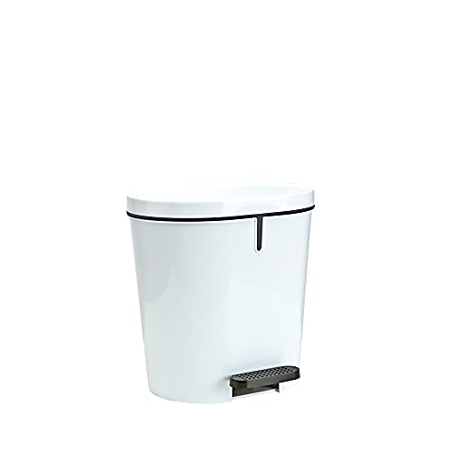 Denox Poubelle à Pédale Sanitaire Ovale, 8 L, Blanc