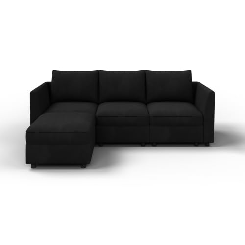 Image of HONBAY Modular Sectional L Shaped Sofa with Storage,Black