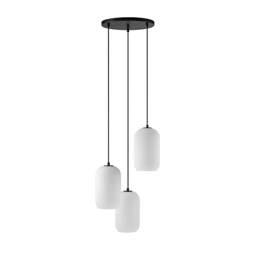 Globe Electric 3-Light Pendant Light, White Glass Shades, Cascade Design, Transitional Dining Room, Living Room, or Bedroom Pendant Lighting