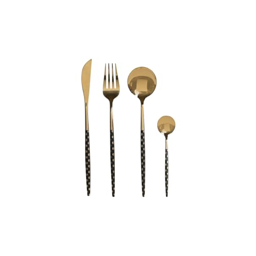 Ménagère 16 pièces en acier inoxydable noir à pois pour table élégante - 2
