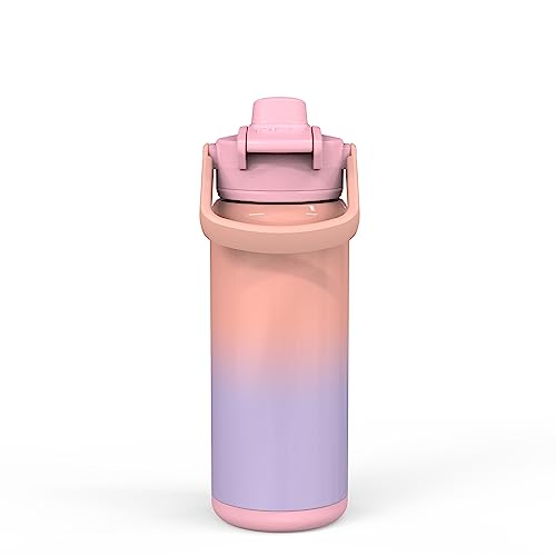 Image of Zak Designs Beacon Insulated Bottle, Ombre Lavender - 20 oz - Durable Stainless Steel - Double-Wall Vacuum Insulation, Silicone Spout & Push-Button, Leak-Proof Lid - Dishwasher Safe