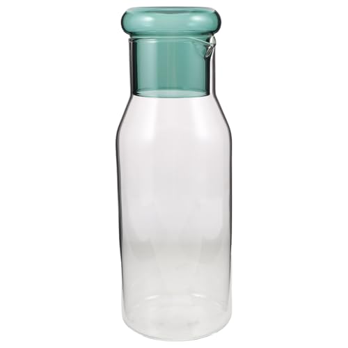 Ciieeo Clear Glass Carafe with Lid Stylish Beverage Dispenser for Juice and Water Single Serve Design for Nightstand and Kitchen Heat Resistant for Cold Drinks