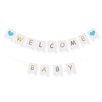 Ghirlanda Welcome Baby Rosa - Decorazione Baby Shower, Con Corda E Ago, Per Feste