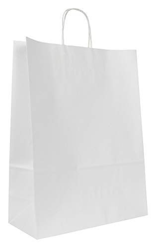 We Can Source It Ltd – Large White Kraft Paper Bags with Twisted Handles – A4 Size Strong Gift Bags for Parties, and Shops – Recyclable Packaging Solution for Retail and Events - Pack of 10
