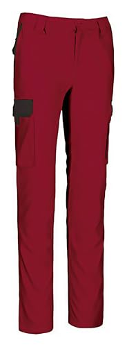 Genérico Pantalón de Trabajo Multibolsillos Bicolor, Sarga Algodón Poliéster 250g/m², Reforzado con Costuras Dobles, 6 Bolsillos (Talla 3XL, Grande, Rojo-Negro)