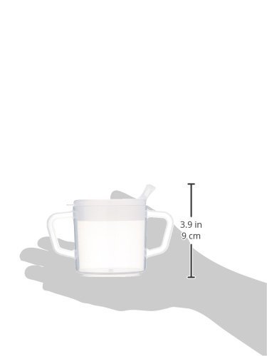 Sammons Preston Independence Two-Handled Cup, For Hot or Cold Beverages, Translucent Polypropylene with Two Lids, BPA Free Mug, 8 Ounces