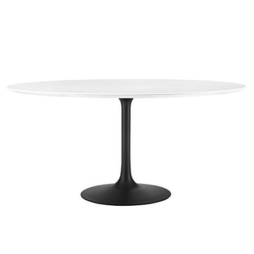 Modway Lippa 60' Round Wood Dining Table, White Top,...