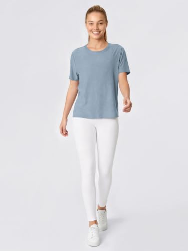 Image of ODODOS Women's Performance Cropped Tee Ultra Soft odSTRATUM Tech Short Sleeve Relaxed Top Crew Neck T-Shirts