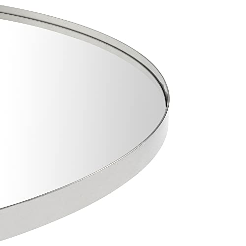 TEHOME 30 inch Brushed Nickel Round Brushed Silver Circular Round Mirror for Bathroom Vanity, Entryway, Dresser or Mantel - Image 4