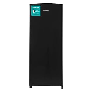 Hisense RR220D4BBE 52cm Freestanding Retro Fridge - 165-litre capacity with 4 star Ice box - Auto Defrost - Wine Rack - Black- E Rated, H128 x W51.9 x D51.3