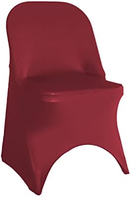 YOUR CHAIR COVERS - 6 Pack Stretch Spandex Folding Chair Cover Burgundy