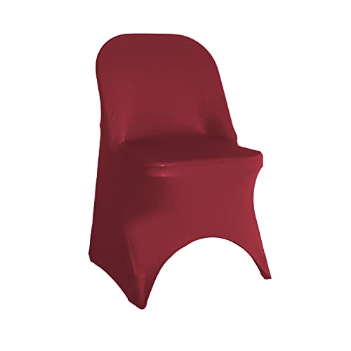 Your Chair Covers - 6 Pack Stretch Spandex Folding Chair Cover Burgundy #TOP21