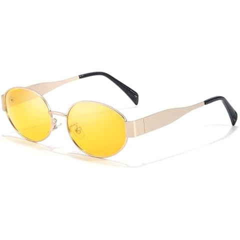 SODQW Retro Oval Night Vision Glasses for Women 90s Vintage Designer Trendy Anti-Glare Night Drving Glasses Cover