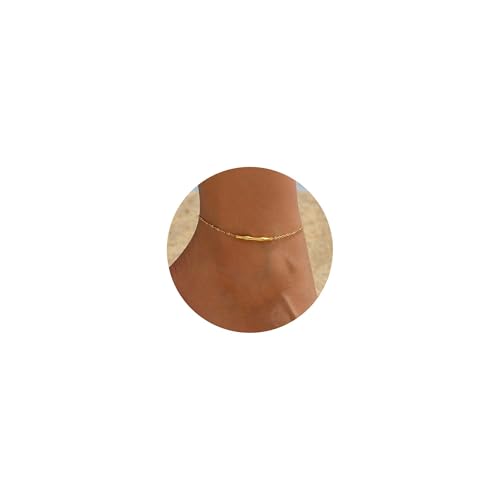 Image of 18K Gold Plated Anklets for Women Dainty Non Tarnish Ankle Bracelets Cuban Link Chain Anklets Layered Heart Beads Rhinestone Anklet Trendy Foot Jewelry