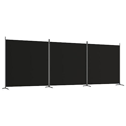 vidaXL Biombo Divisor de 3 Paneles Separador Decoración Habitación Dormitorio Oficina Pantalla Privacidad Pared Plegable de Tela Negro