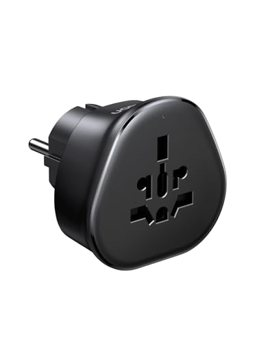 UGREEN Universal Reiseadapter für EU Steckdosen, weltweit kompatibel mit Deutschland, Korea, Thailand, Frankreich, Russland, US to EU Adapter, Adapter UK auf EU, 2300W Hochleistungsadapter (Type F)