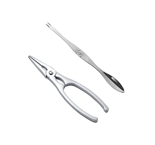 GUTE LINES Kit 2 Crustacés Pince à homards et langoustines, Ouvrir crabe Crustacés Astice, 18 cm, Argent poli (acier inoxydable)