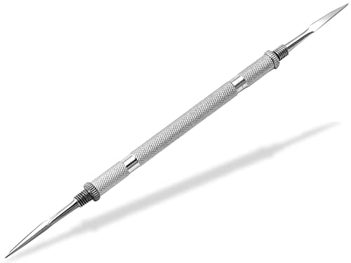 Milienöffner Milienmesser Komedonenquetscher Mitesserentferner zur Gesichtspflege und eingewachsenen Barthaaren Abbschraubbarer Pickelentferner aus Edelstahl 16,5 cm