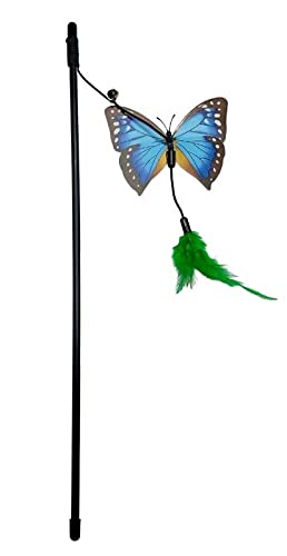 PETS EMPIRE Cat Interactive Cat Teaser Plush Butterfly Feather Toy (Colour May Vary)