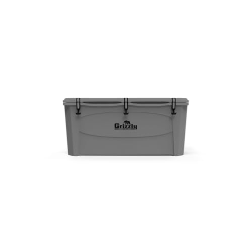 Grizzly 165 Cooler | 165 qt Ice Chest Durable Rotomolded Insulated | Made in USA | Warranty for Life | for Beach Boat Camping Fishing Hunting | G165 | Gray
