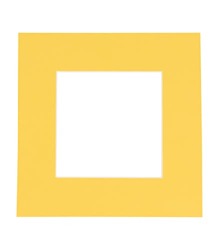 10x10 Mat Bevel Cut for 6x6 Photos - Precut Chamois Yellow Square Shaped Photo Mat Board Opening - Acid Free Matte to Protect Your Pictures - Bevel Cut for Family Photos, Pack of 1 Matboard Show Kit