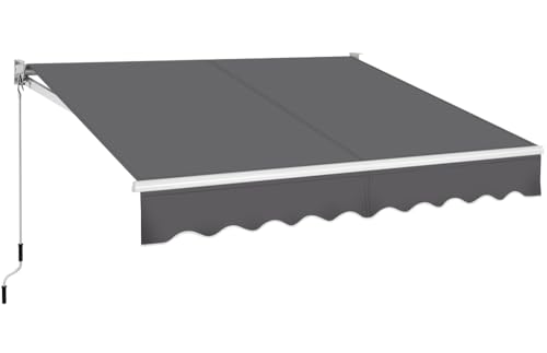 Yaheetech Auvent Rétractable de Contrôle Manuel 250 x 200 cm avec Protection Solaire Réglable pour Balcon, Terrasse, Café, Restaurant - Gris Foncé