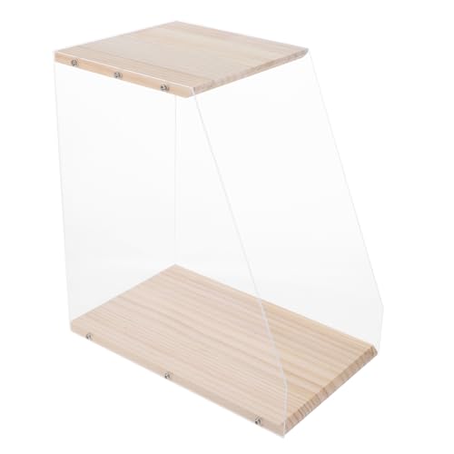 KOCKSHION Vinyl Record Storage Holder Transparent Wooden Display Case for Albums Dvds and Books Versatile Desktop Organizer Design and Clear Showcase Panels