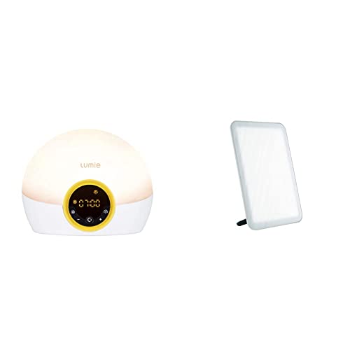 Lumie Bodyclock Rise 100 - Wake-Up Light Alarm Clock with Sunrise and Sunset & Vitamin L - Slim Light Box for Effective SAD Light Therapy