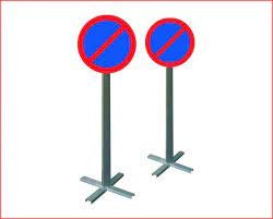 Señal Metálica Homologada MOPU reflectante N1 60 cm R-308 Prohibido aparcar con poste 1,5 m y cruceta