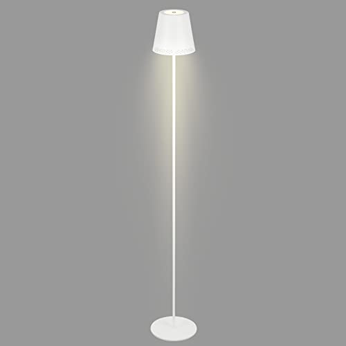Briloner - Lampada da terra a batteria LED 3 in 1, dimmerabile, touch, lampada da terra LED per esterni, lampada da terra LED a batteria, bianco