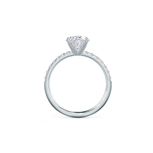 Engagement Ring 2 CT Moissanite Oval Cut Pave Engagement Rings for Women Platinum Plated Silver2