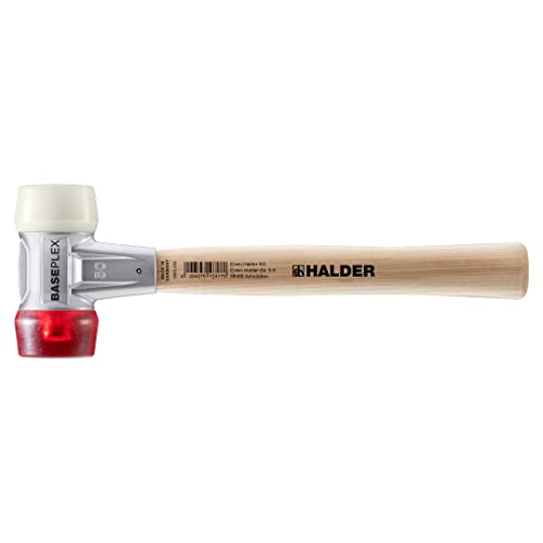 Image of Halder Baseplex Soft-Faced Mallet 3968.050 - Hard Plastic Insert, Hard Nylon Insert, Zinc Die-Cast Housing, Overstrike Protector, 50mm, 33.16 Oz.