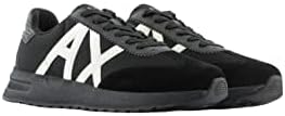 A|X Armani Exchange Men's Suede Toe Logo Sneaker, Black+Black+Off Whit, 8.5 | Image 1