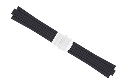 Ewatchparts 24mm 11mm Soft Pu Rubber Diver Band Strap Compatible With Oris TT2 F1 40.5mm