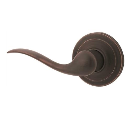 Image of Kwikset Tustin Dummy Door Handle, Single Sided Lever for Closets, French Double Doors, and Pantry, Venetian Bronze Non-Turning Left Handed Interior Push /Pull Lever, with Microban Protection