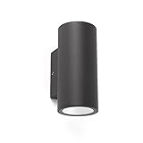 Aplique LED exterior color gris, fabricado en aluminio y cristal.