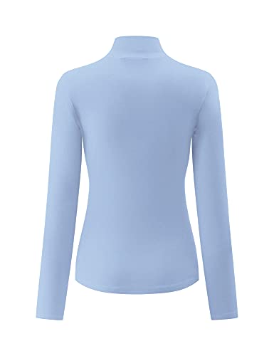 Image of Kindcall Womens Slim Fitted Mock Turtleneck Tops Long Sleeve Lightweight Base Layer Shirts