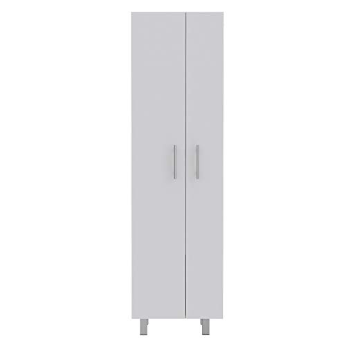 FM FURNITURE Norway Broom Closet Pantry, Five Shelves, White for Kitchen