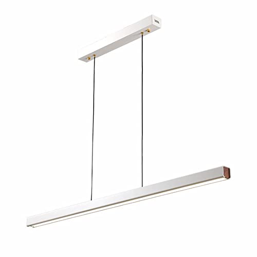 LIKUHLI Lámpara Colgante LED Lineal de 18 W, Moderna lámpara Colgante para Isla de Cocina o Restaurante, lámpara de araña de Tira Larga para Oficina, Comedor, Color Blanco y Negro.