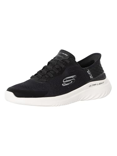 Skechers Men's Bounder 2.0 Emerged Slip-in Sneaker, Black Mesh/White Synthetic, 8 UK