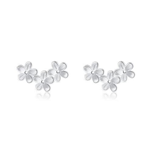 SLUYNZ Solid 925 Sterling Silver Flower Earrings Stud for Women Teens Small Floral Stud Earrings