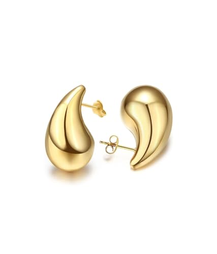 MAJALE   Pendientes Gota Dorados 3cm | Bañados en Oro 18k | Ligeros, de Tendencia y Más Vendidos para Mujer (3cm Oro)