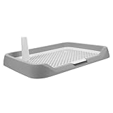 KOMBIUDA Bandeja Interior para Perros con Rejilla Antideslizante Grande para Entrenamiento de Cachorros y Perros Bandeja Sanitaria para Mascotas Contenedor de Orina y Heces Gris