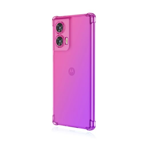 Case for Motorola Edge 50 Fusion Case Camera Protection Transparent Airbag Anti-fall Case Colourful Protective Anti-Shock Soft Anti-Scratch Girl Cover Motorola Edge 50 Fusion (Pink Purple)