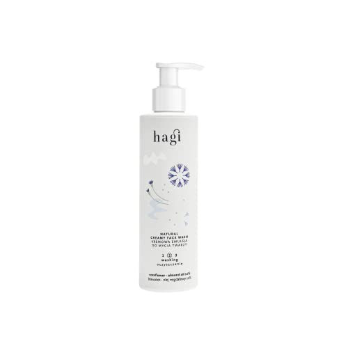 Hagi Emulsión Limpiadora Facial Cremosa Natural, Suave y Calmante, con Ácido Hialurónico, Aceite de Almendras Dulces, Pantenol, 200 ml